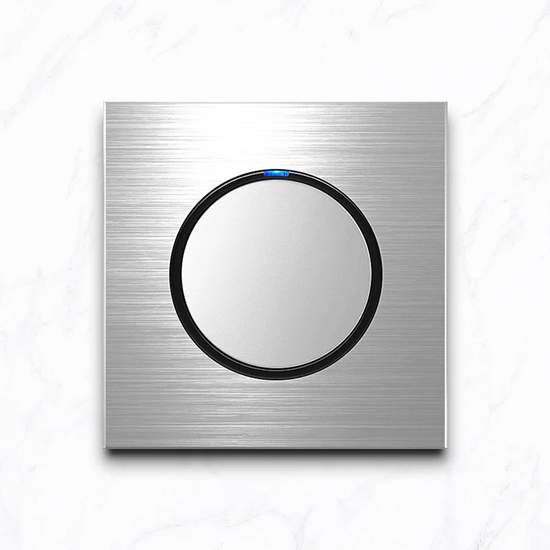 YINKA Switch Socket Aluminum Brushed Coffee Color Silver Black Panel with LED Indicator 13A Socket with Switch Panel