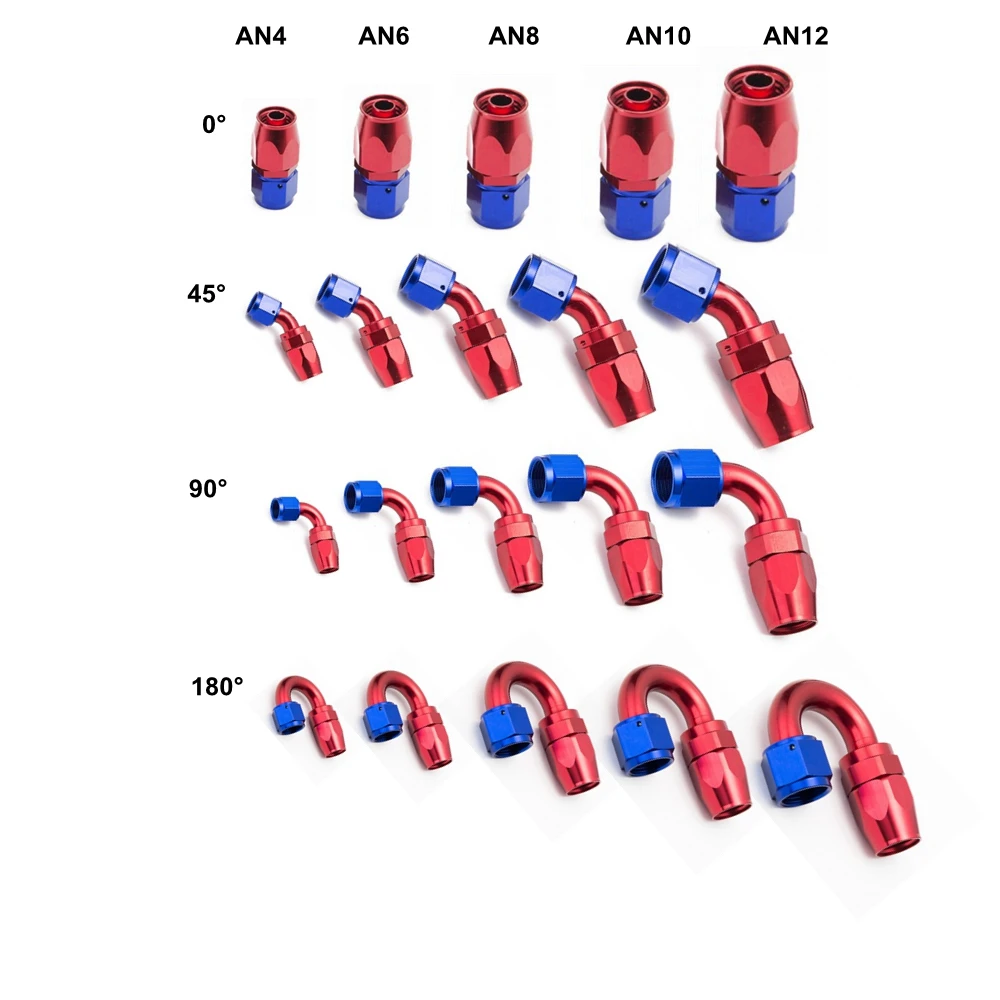 Универсальный Масляный топливный шланг с оплеткой из нержавеющей стали, поворотный фитинг шланг заканчивается адаптер Комплект синего и красного цветов, AN-A