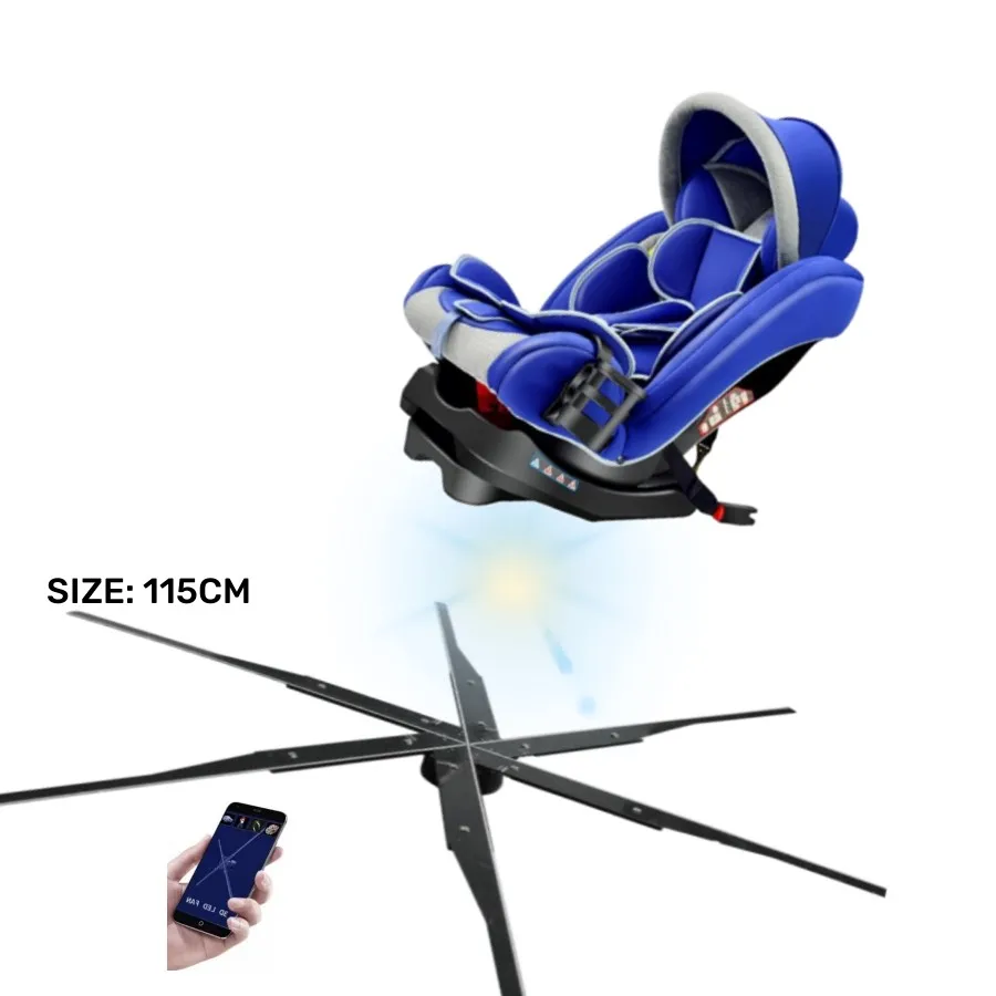 2023 New Arrival big 3d hologram fan 115cm Shop Advertising 3d Led Fan 6 Blades holographic fan 3d hologram projector