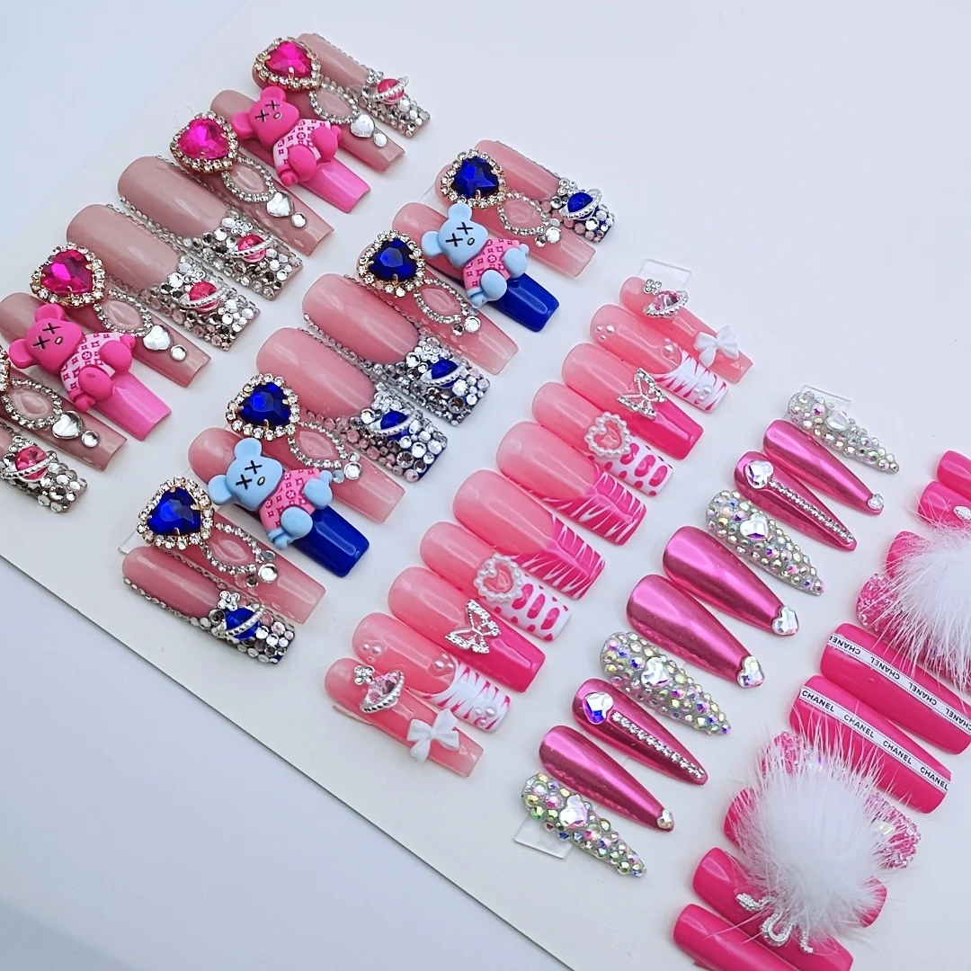 New Discount Custom False Nails Luxury Long Coffin French Ballerina Press On Nails For Women