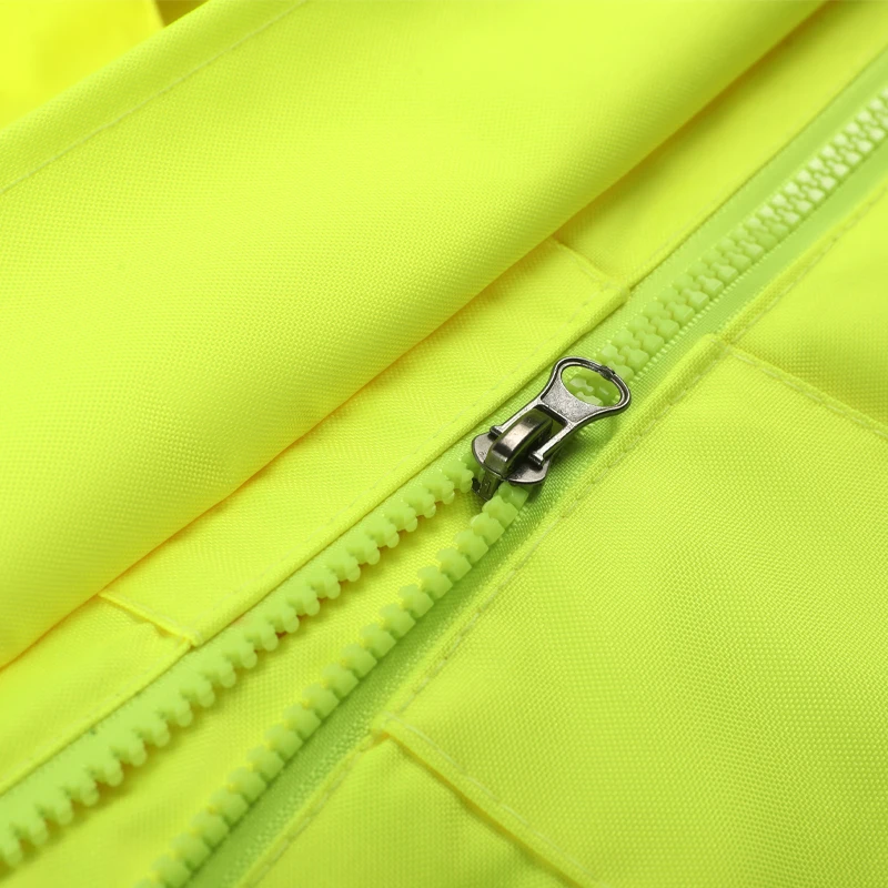 Wholesale Construction Worker Yellow Raincoat Waterproof FR Reflective PU with Oxford Cloth for Adults Industrial Work Camping