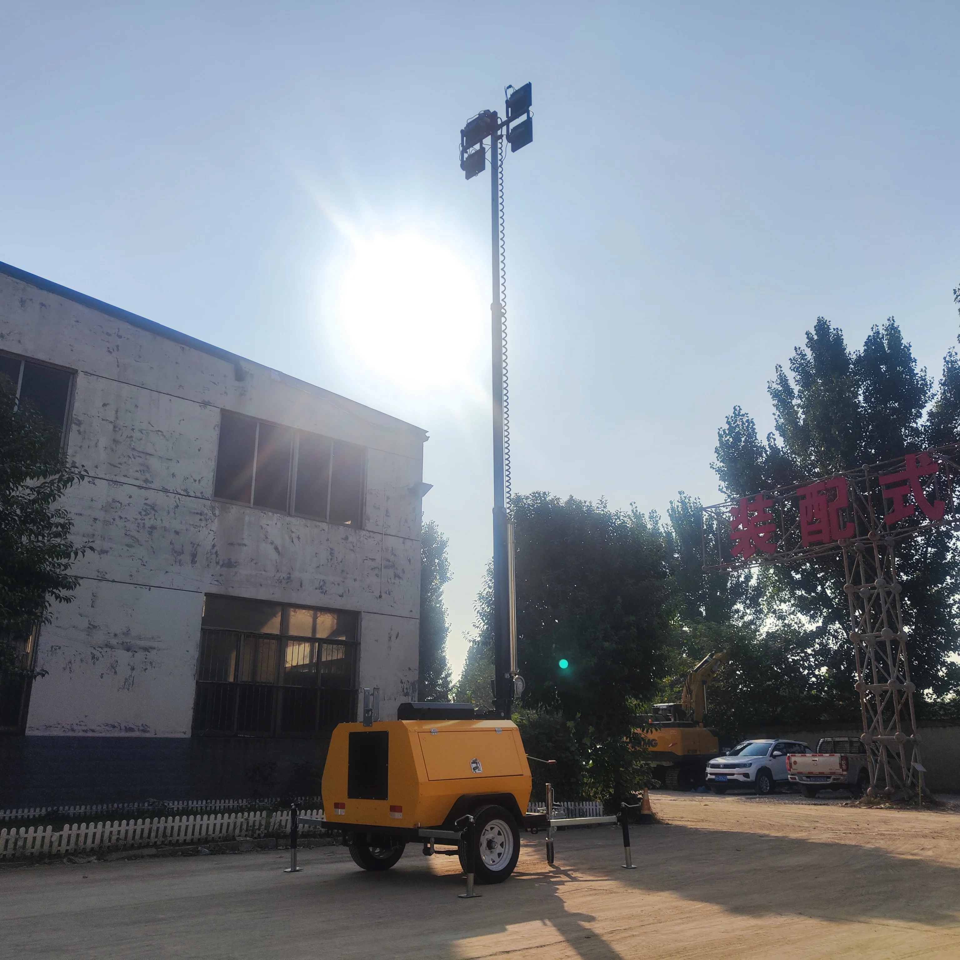 Portable Diesel Generator Lighting Tower Manual Mast Industrial Outdoor Light Tower