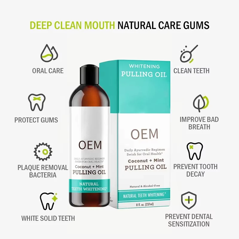 Natural Ayurvedic Minty Whitening Oil Pulling for Daily Oral Health Oral Rinse
