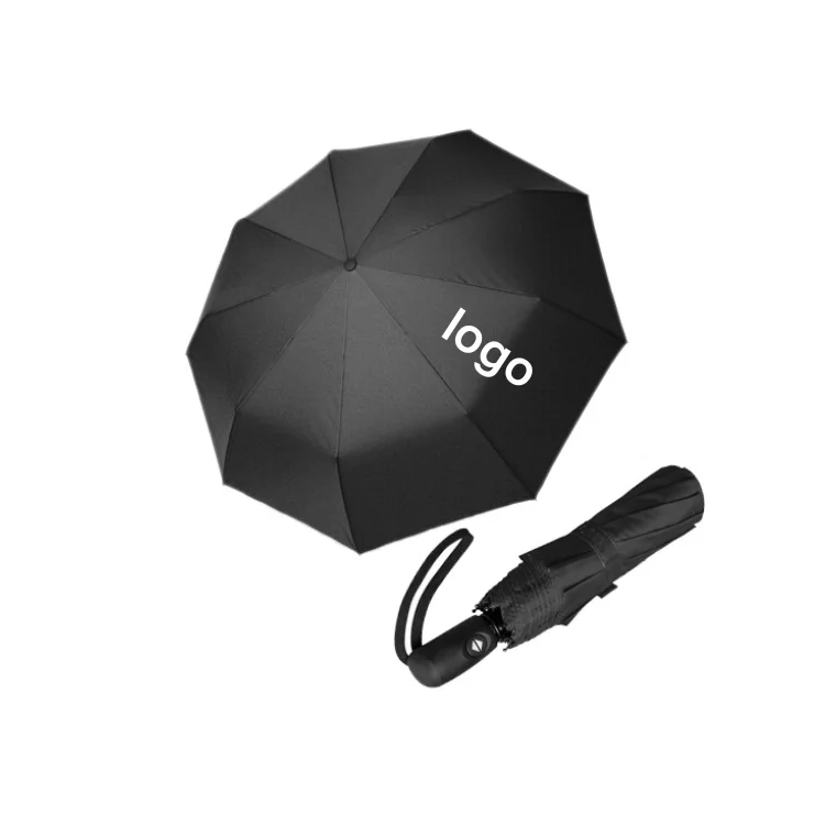 Automatic 3 Folding Black Windproof Compact Lightweight wholesale travel top quality black windproof auto open close Umbrella
