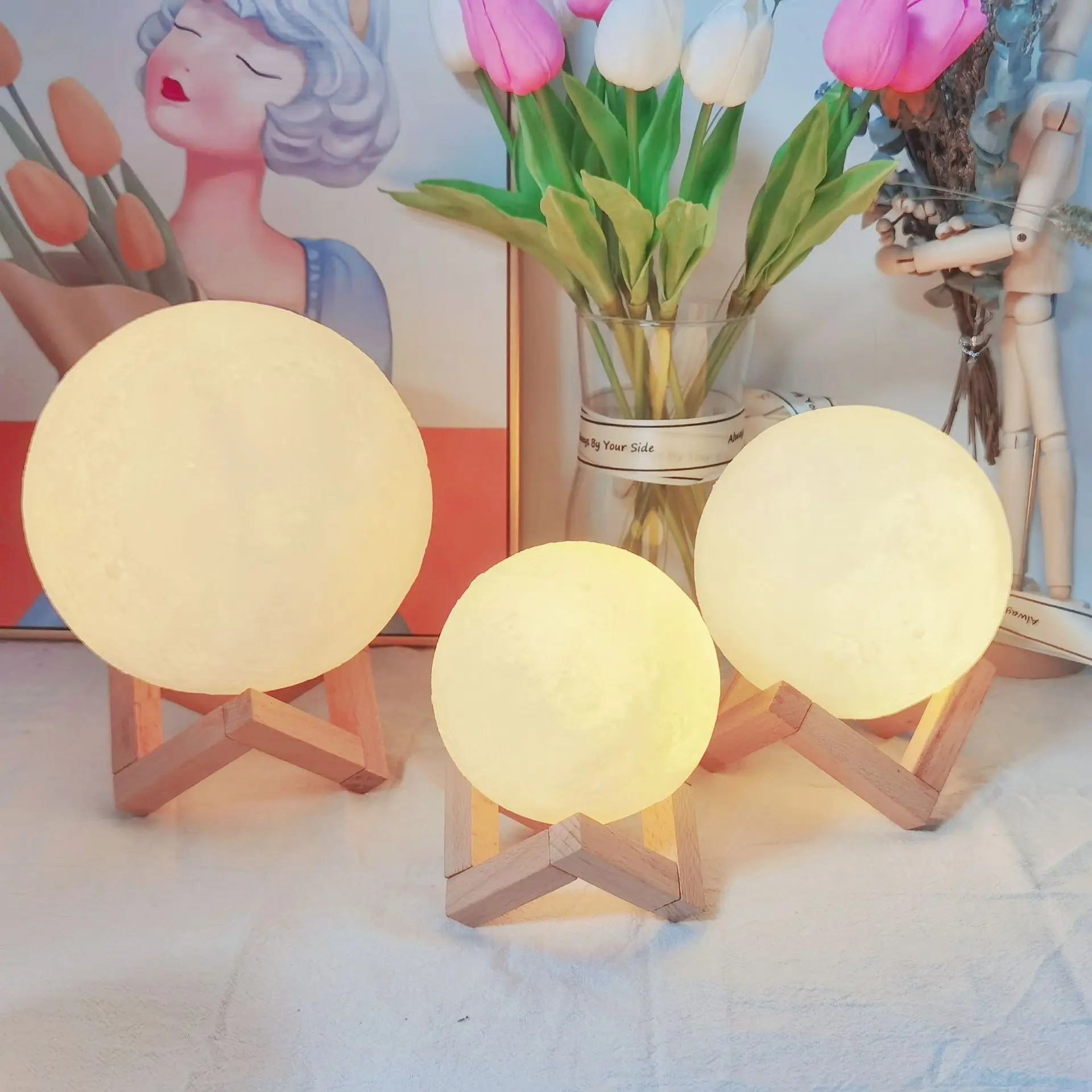 3D moon lights Simulated children kids room bedroom decorative night lamp