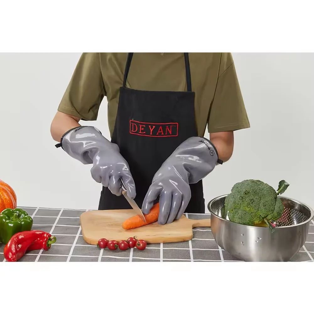 High temperature liquid silica gel CE 500 degree finger barbecue gloves oven resistant  food-grade waterproof kitchen gloves