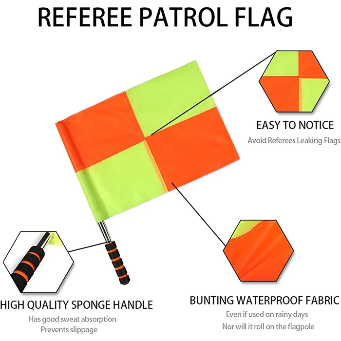 High Quality Professional Linesman Sublimation Diamond Referee Flag Checkered Flag Referee Custom Flags For Sport Ball Games