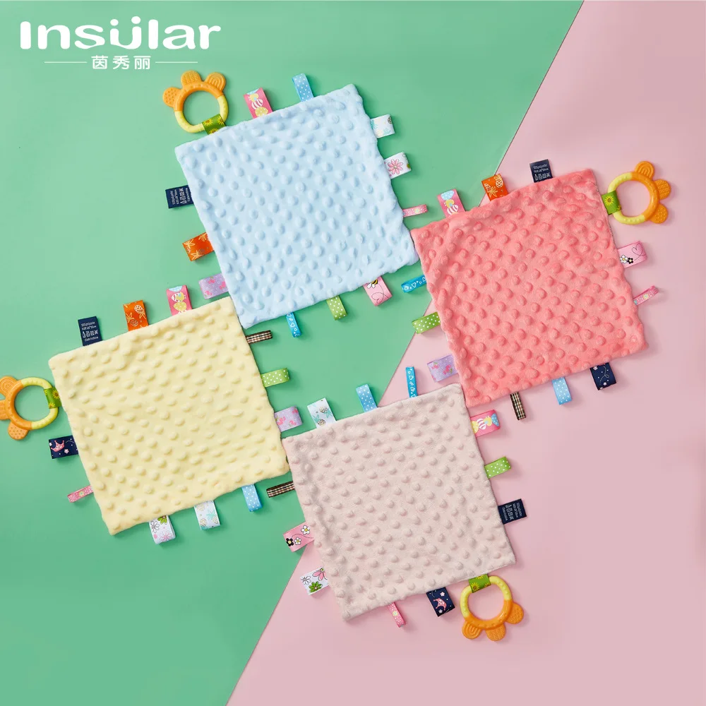  High Quality Baby Small Soothing Towels New Design Coloful Bean Hankies With Teething