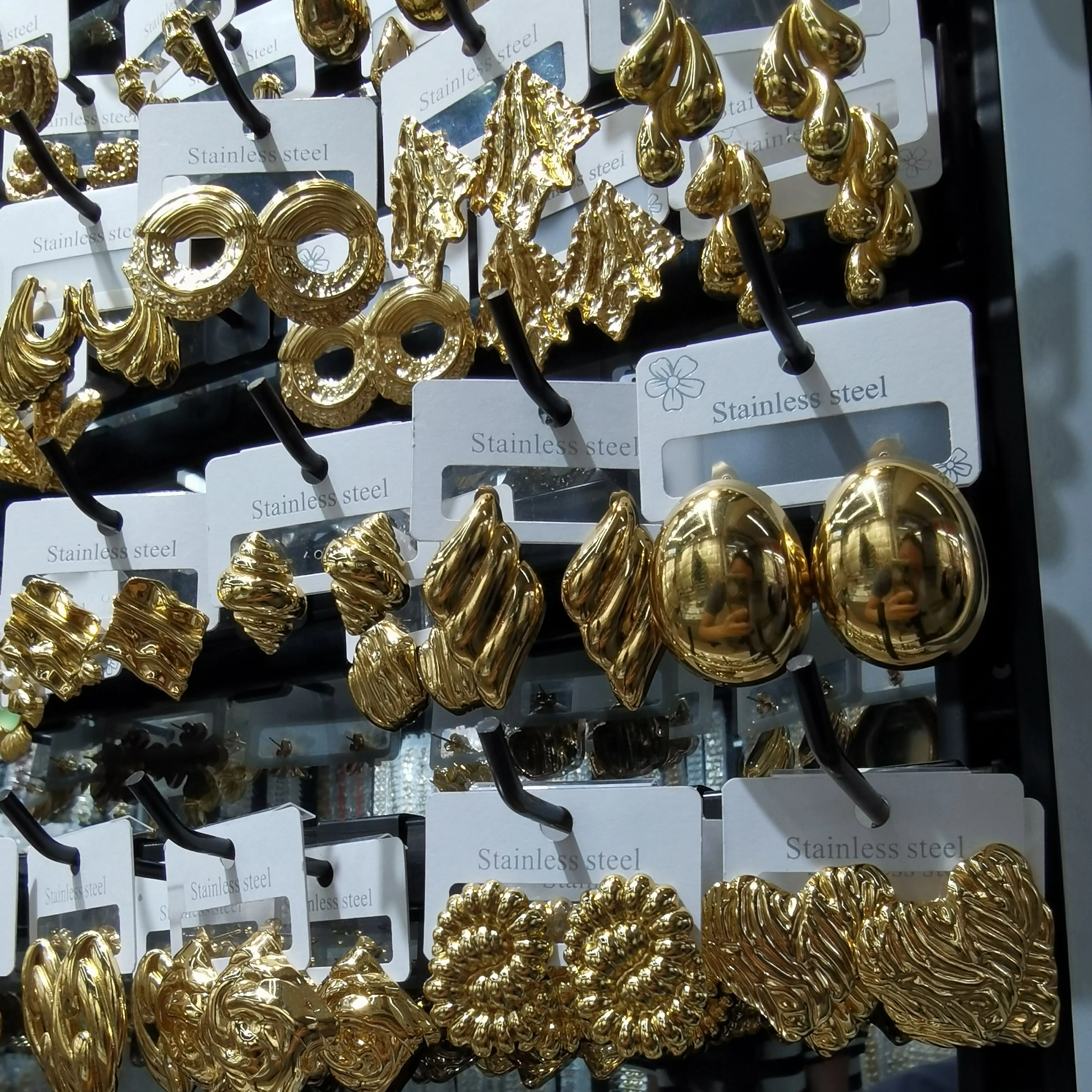 no fade none tarnish water proof earring gold stainless steel jewelry stock for sale bijoux