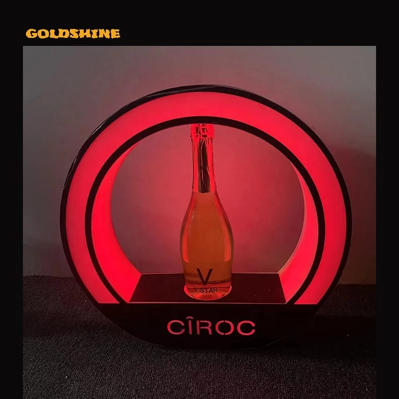 Rechargeable Acrylic Lighted Logo Display LED Light Bottle Presenter Wine holder LED Light Acrylic Wine Bottle Display