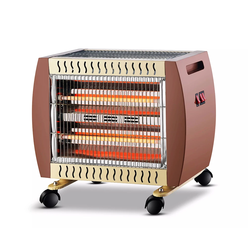 hot sale switch button 2000W freestanding infrared portable electric quartz heater with wheels
