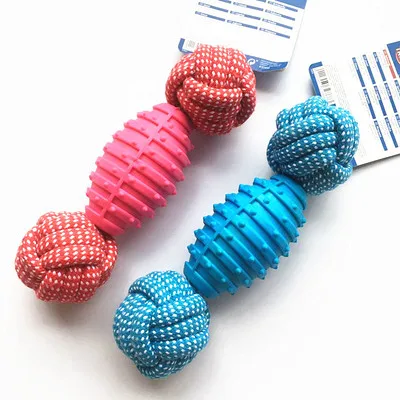 
Pet dog toy ball set, teething resistance, rubber chewing toy, cotton rope knot combination 