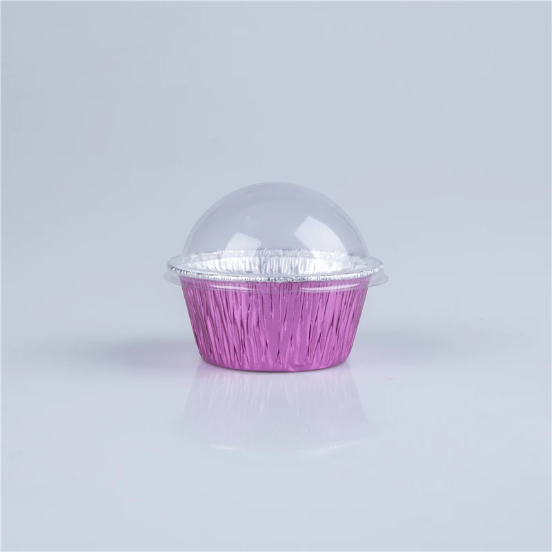 Wholesale colorful 105ml aluminium foil cupcake cup round mini aluminum foil muffin cake tray with lid for party