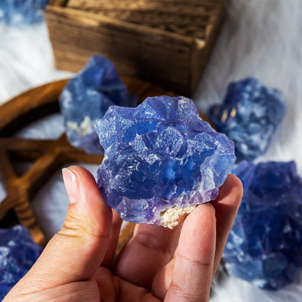 Wholesale High Quality Raw Blue Fluorite Cluster Natural Healing Crystal Gemstone