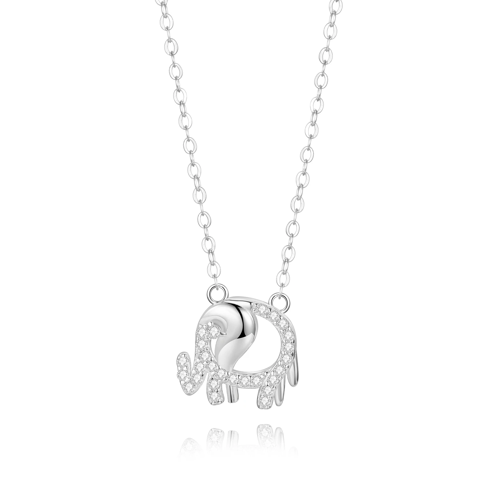 
New Zircon s925 sterling silver design jewelry golden cartoon baby elephant necklace 