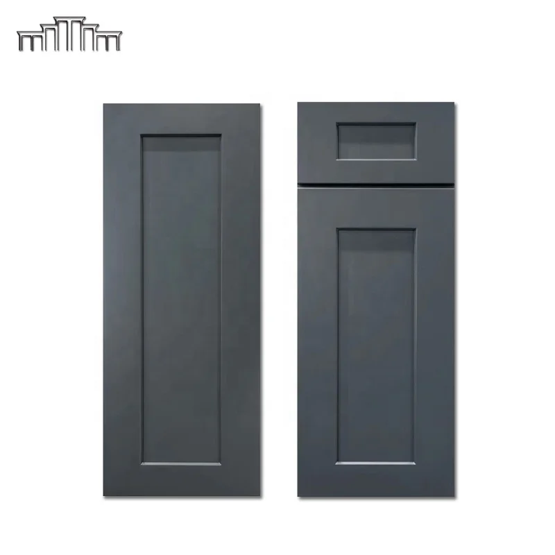 Factory Automatic Production Wholesale Modular Solid Wood MDF Cyber Grey Navy Blue Paint Kitchen Cabinets Unit Modern Furniture