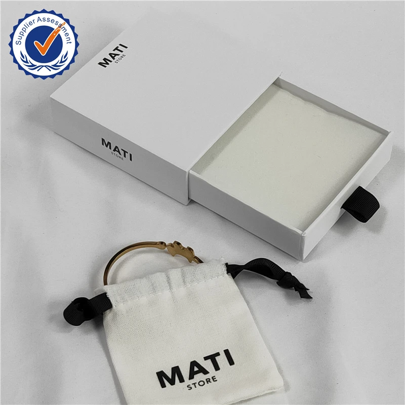 Custom Logo Printed Jewelry Gift Bag Necklace Box Package Slide Drawer Paper Box For Jewelry Packaging