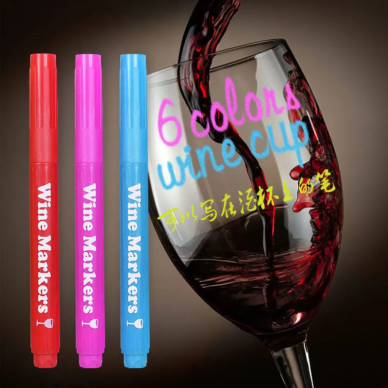 Erasable Wine Glass Pen Fiber Tip Wine Bottle Ceramic Marker Graffiti Drawing Glitter Pen Oil-based Metal Marker