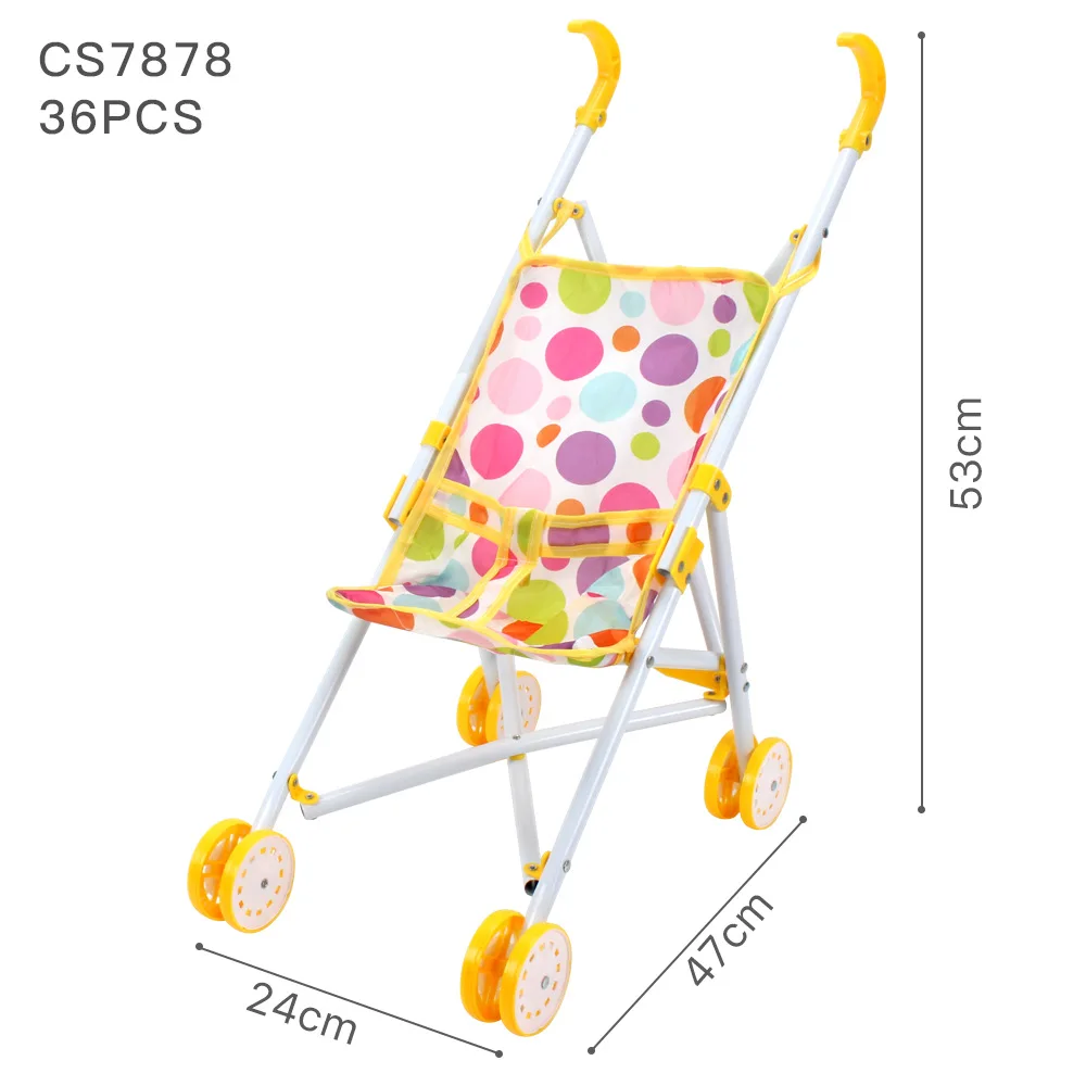 IN STOCK 6 styles yellow metal plastic Doll trolley play doll Beautiful foldable lovely baby doll stroller toy for kid