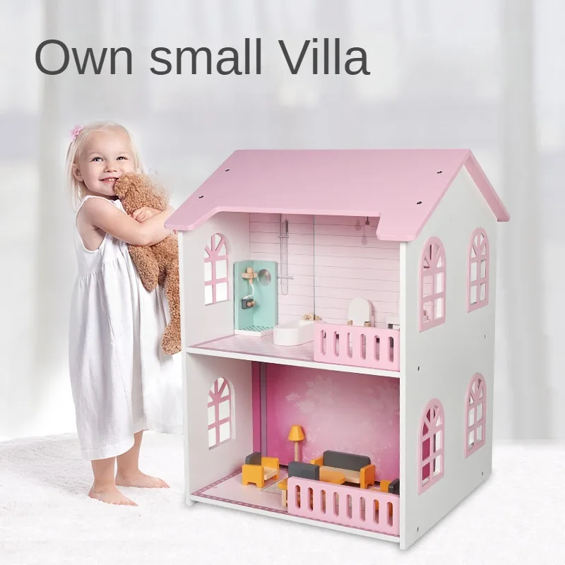 Doll House Kit Toys Pretend Play Wooden Dream Baby Doll House Furniture Toy For Kids Girls Diy Children Accessories