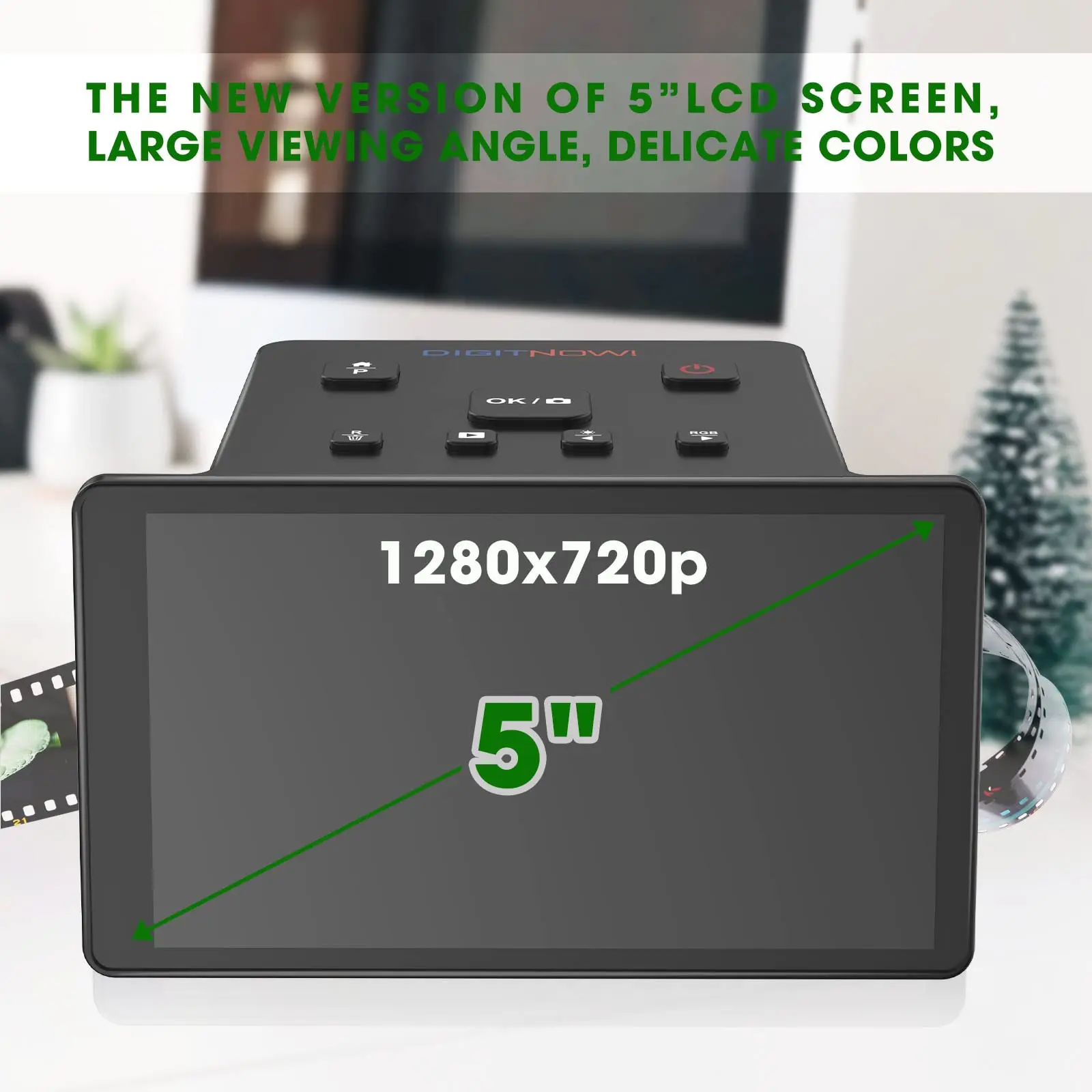 35mm Film Scanner & Slide Viewer with a Large 5 LCD Screen That converts Scanned Color & B&W Negatives 110,135,126 & Super 8 S