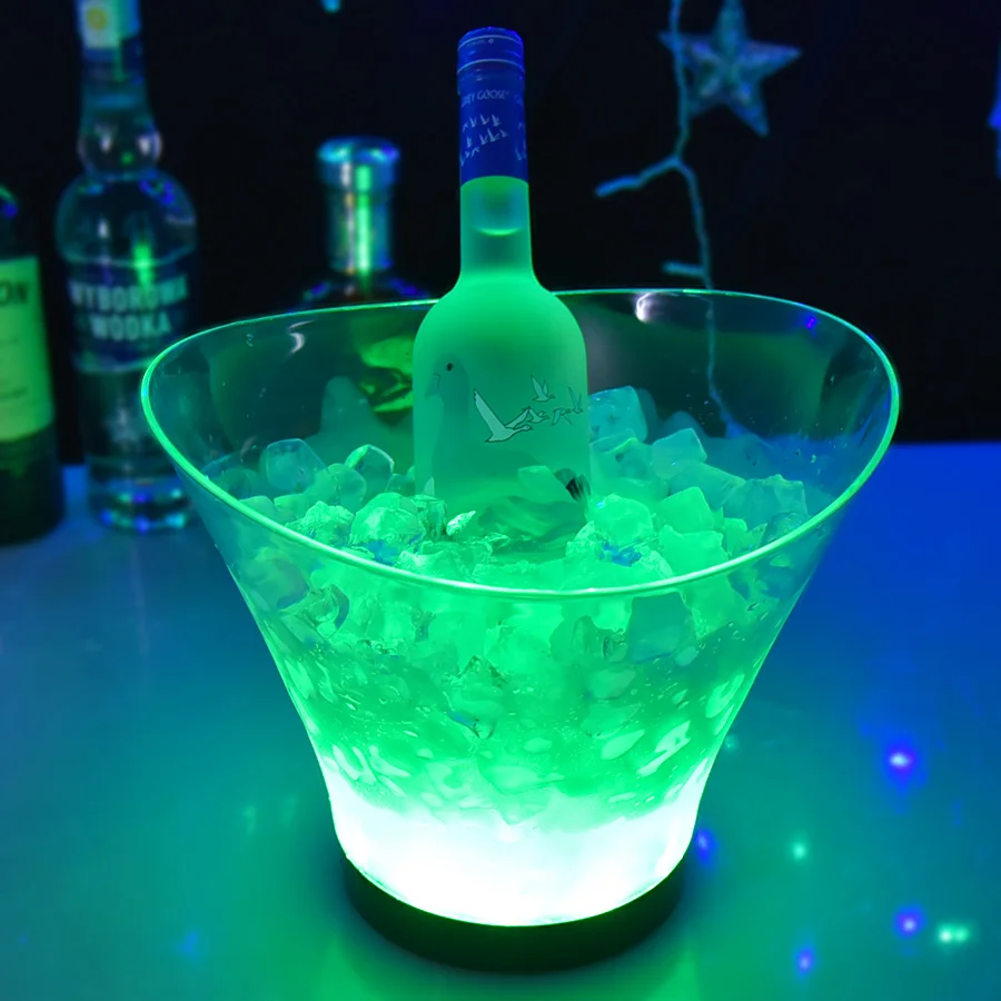 OEM Champagne custom logo Beer Wine Bottles Frozen clear rechargeable luxury wholesale colorful Led Ice Bucket