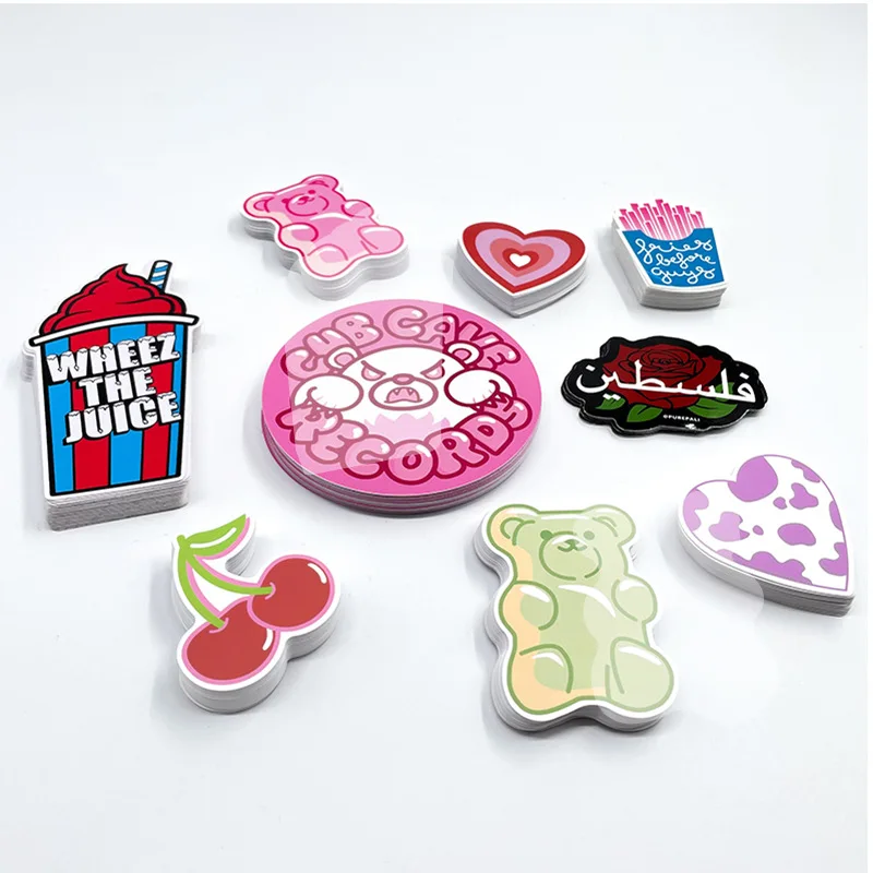 Custom Creative Vinyl Printing Adhesive Waterproof Cartoon Die Cut Logo Label  Stickers