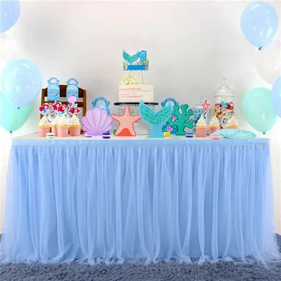  Decorative Banquet Birthday Buffet Tulle Square Table Skirts for Wedding Event