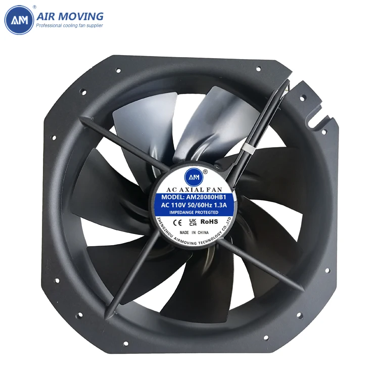 AM28080HB1Fan 110VAC High-Temperature Axial Flow Fan 1100CFM 28080MM 2600RPM 225X225X80MM Cooling Fan All-metal