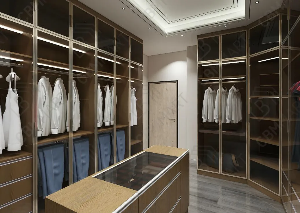 CBMmart Customized Luxury Modern Simple Minimalist Corner Large Wardrobe Bedroom Wall Mounted Wood Walkin Cabinets Closet