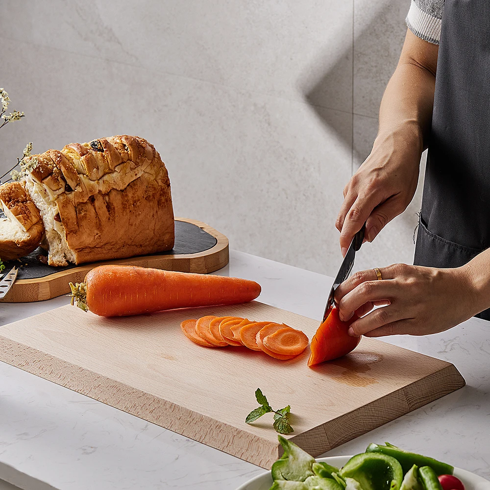 Hot Sale Eco-friendly Kitchen Large Size Rectangle Beech Wood Chopping Board for Cutting Vegetables Meat Fruits