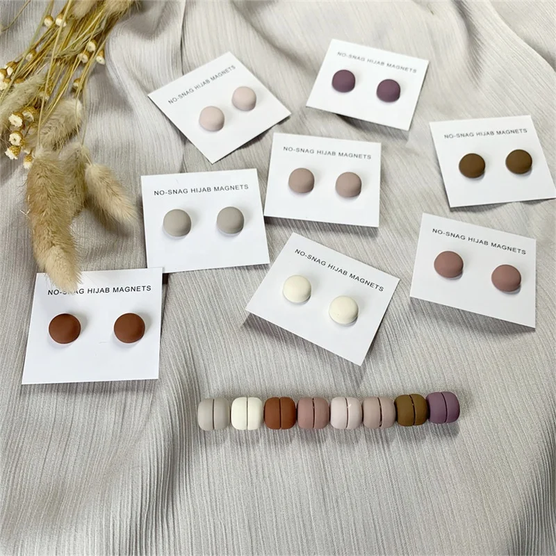 Hot Sale Macaron Color Magnetic Hijab pin Button Round Scarf Brooches For Women head pin multi purpose Muslim hijab Pin