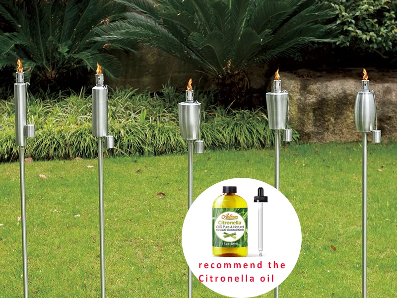 
Stainless Steel oil torches Big Flame Wood Pole Citronella Oil Burner for outdoor 