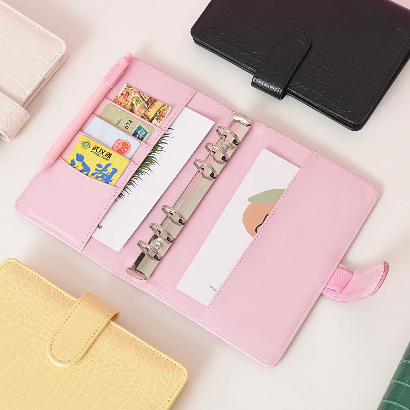 2023 New custom leather notebook Budget Binder Wallet A5 A6 Pocket Planners Ring Binders notebook and pen set