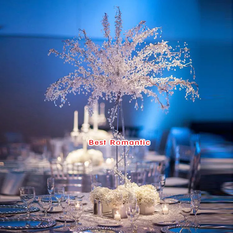 Y-Q061 Wholesale Acrylic Bead Metal Tree Healing Crystal Tree Centerpiece With Led Light For Wedding Event decoration