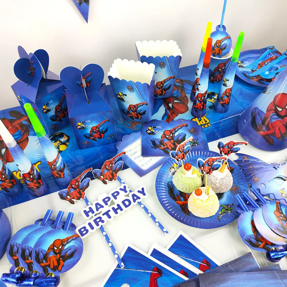 Spiderman Birthday Party Decorations Candy Gift Cupcake Box Kids Superhero Party Supplies Spider-Man