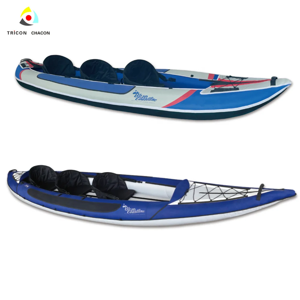 Directly selling multiple functions Various Color convenient to store and carry inflatable kayak 3 person