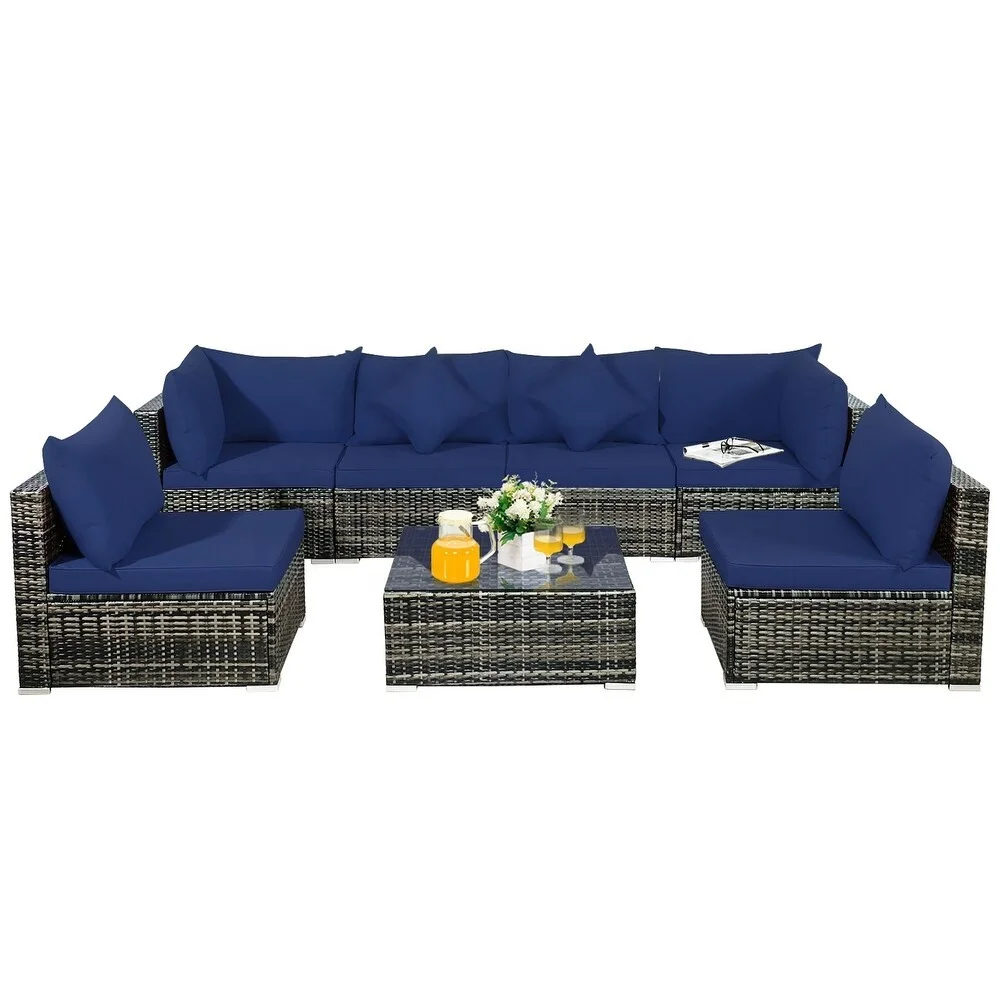 Outdoor Furniture All Weather Garden Rattan Furniture Wicker Outdoor Rattan Sofa Sectional Patio Corner Sofa Set