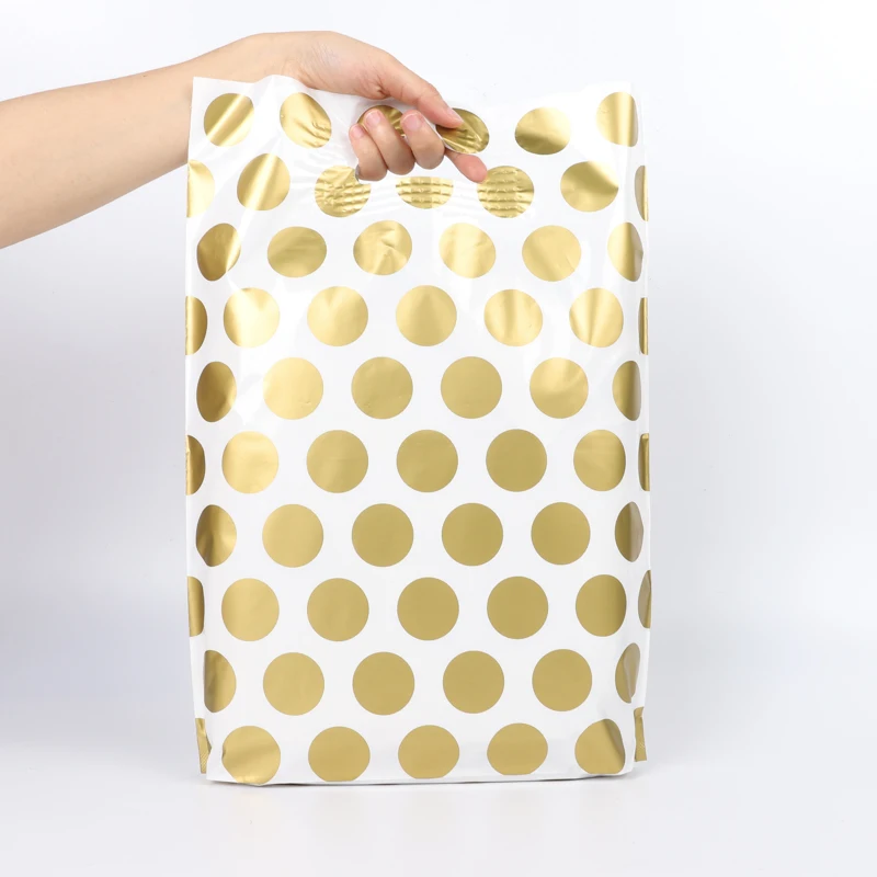 Waterproof Thank You PE Plastic Die Cut Merchandise Packaging Bag Custom Gold Logo Grocery Shopping Plastic Bags for supermarket