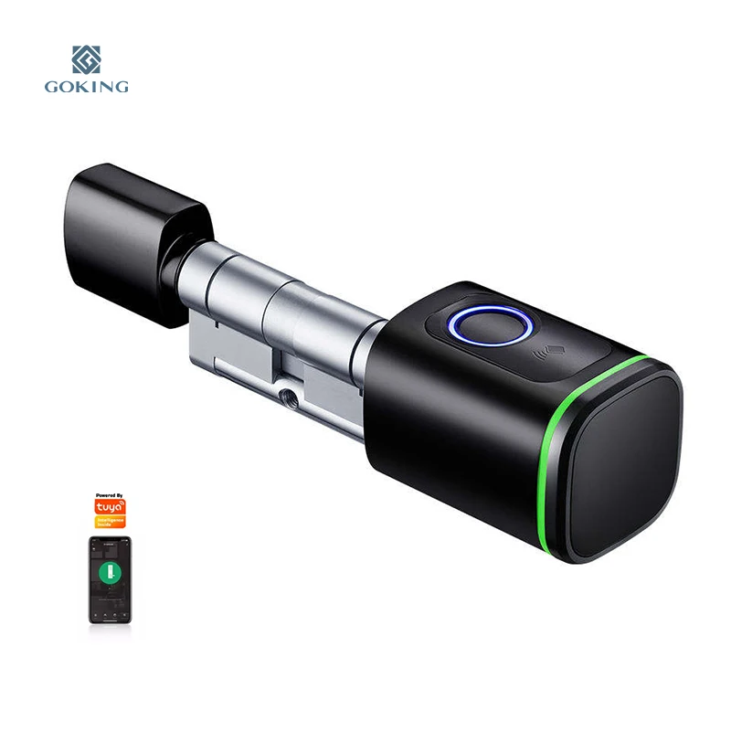 Goking IC Card European Cylinder Door Lock TTlock Tuya APP Adjustable Cylinder Size Password Smart Cylinder Lock Gate Outdoor