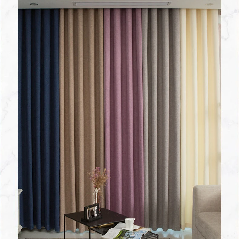 
2021 high quality plain blackout curtain linen fabric living room curtain material fabric stock lot 