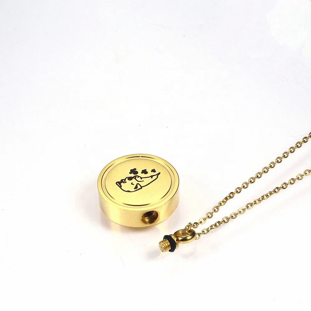 Top Quality Pet Paw Print Sleep Baby Dag Cremation Urn Locket Necklace Hold Dog Ashes Casket Keepsake Jewelry In Stainless Steel