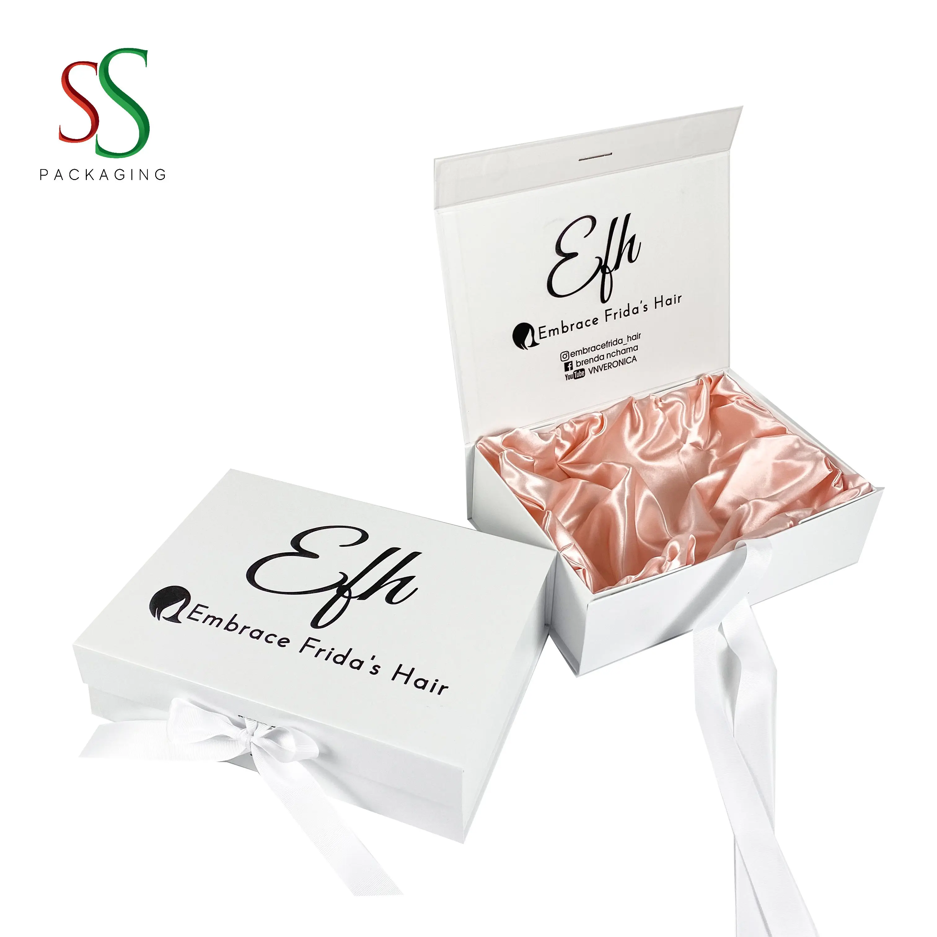 Hair Extensions Wig Boxes with Satin inside Hair Box with Satin in it