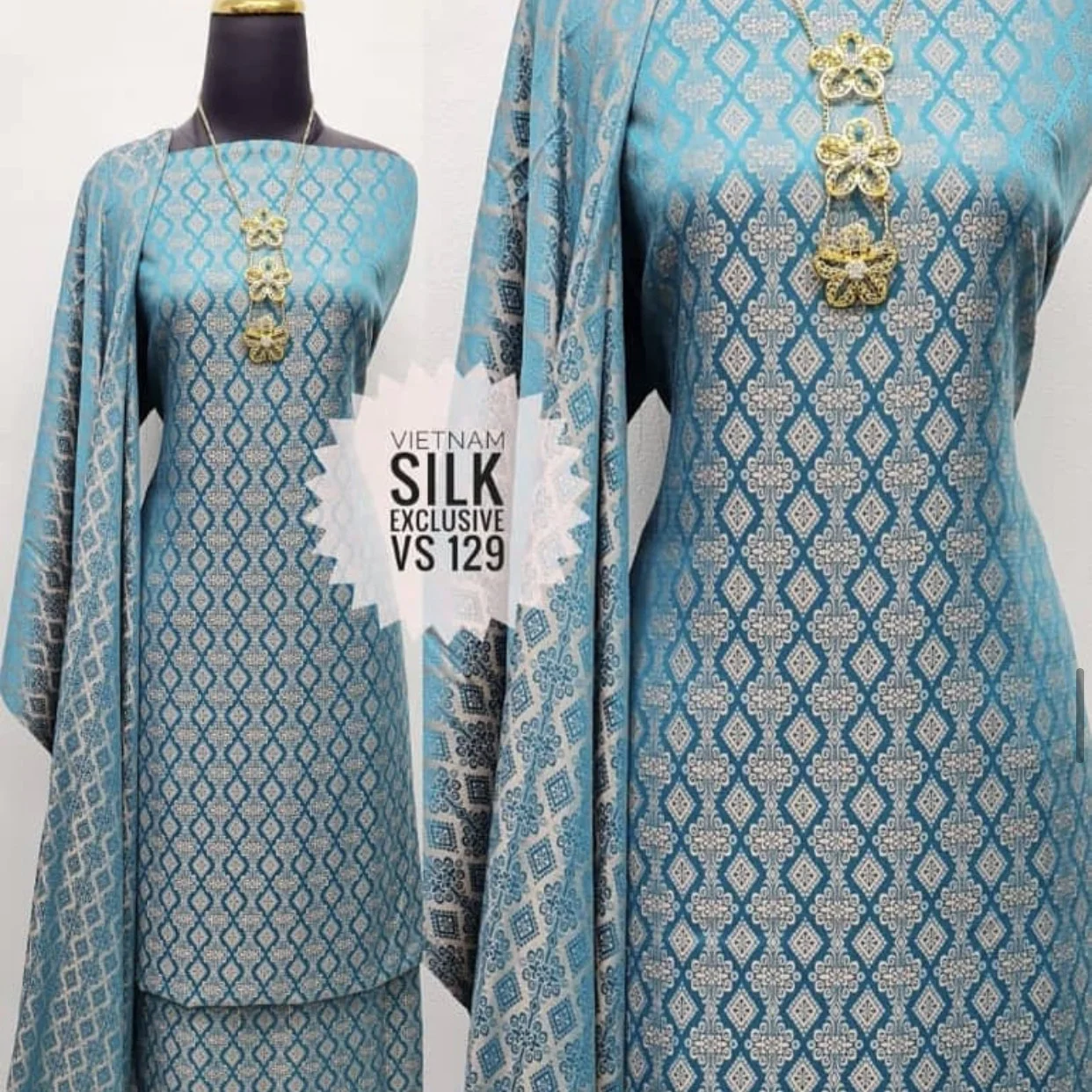 100% Fashion custom design jacquard women dress muslim fabric wholesale tr vietnam silk floral