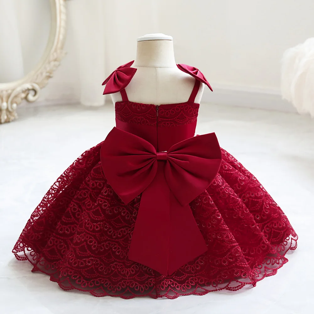 2023 Toddler Baby Girls Summer Off shoulder Dresses Princess 1 Year Birthday Party Dress Elegant Kids Christmas Wedding Costume