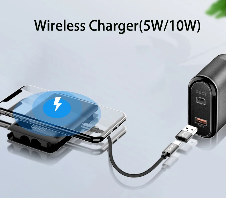 
budi wholesale phone wireless charger box with 6 in 1 usb cables sim kit TF card memory reader phone holder LED light for mobile 