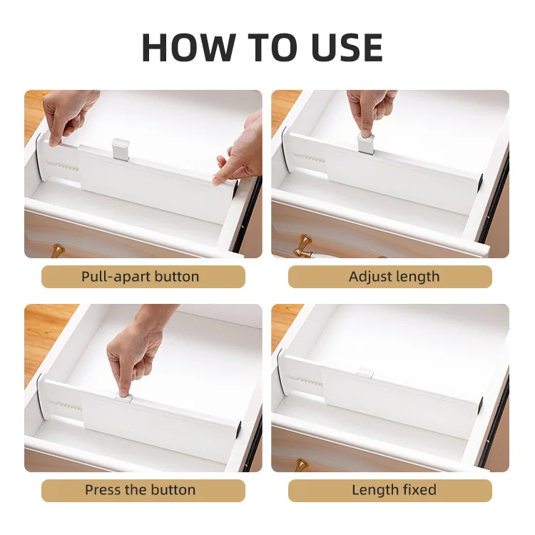 Eco-Friendly RABS Plastic Kitchen Office Underwear Dresser Cabinet Organizer Efficient Use of Space Adjustable Drawer Divider