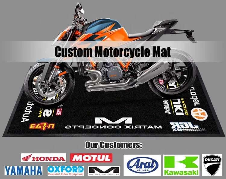 Custom Printed Rubber Pit Mat Motorcycle Garage Mats