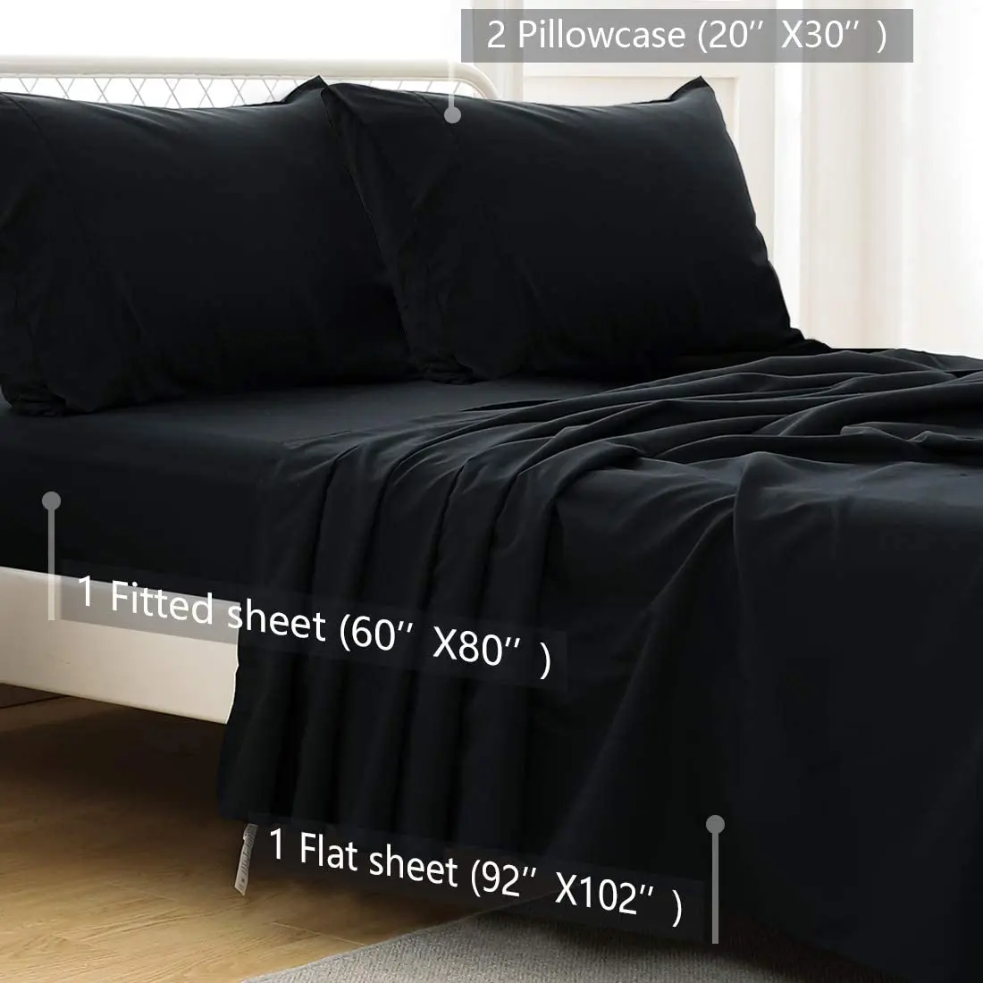 100% Double Brushed Microfiber  Bed Sheets Setmextra silky soft, more comfortable and more durable than cotton.