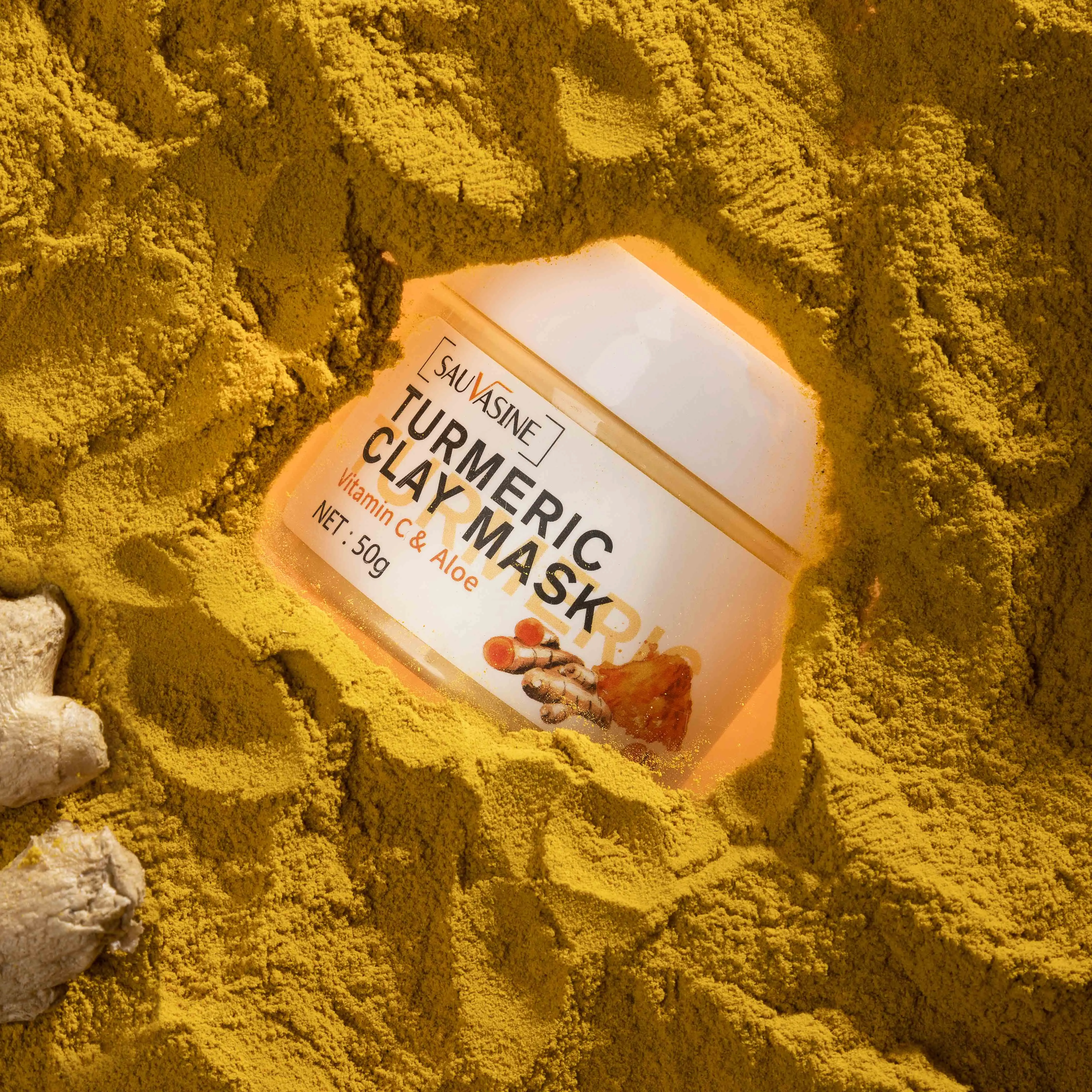 Private label vegan organic pure black head deep cleaning whitening firming vitamin C facial mud mask cream turmeric clay mask